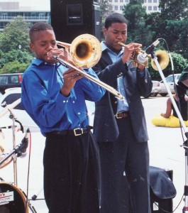 Troy Andrews and Christian Scott perform as NOCCA students. Photo by June Hall.