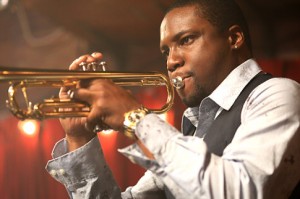 Rob Brown playing trumpet as Delmond Lambreaux on HBO Treme