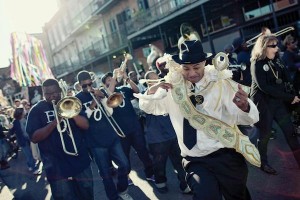 Hot 8 Brass Band leading a second line. Photo by Pompo Bresciani.