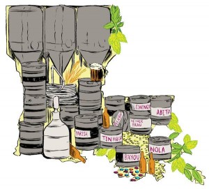 Louisiana craft breweries. Illustration by Jon Sperry.