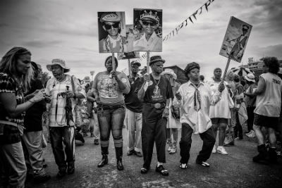 Uncle Lionel Batiste, Jazz Fest 2013, second line, photo, Skip Bolen